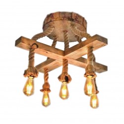 Candelabru Elegant lucrat Manual din Lemn, 5 x E27