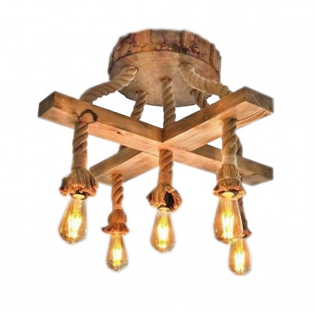 Candelabru Elegant lucrat Manual din Lemn, 5 x E27